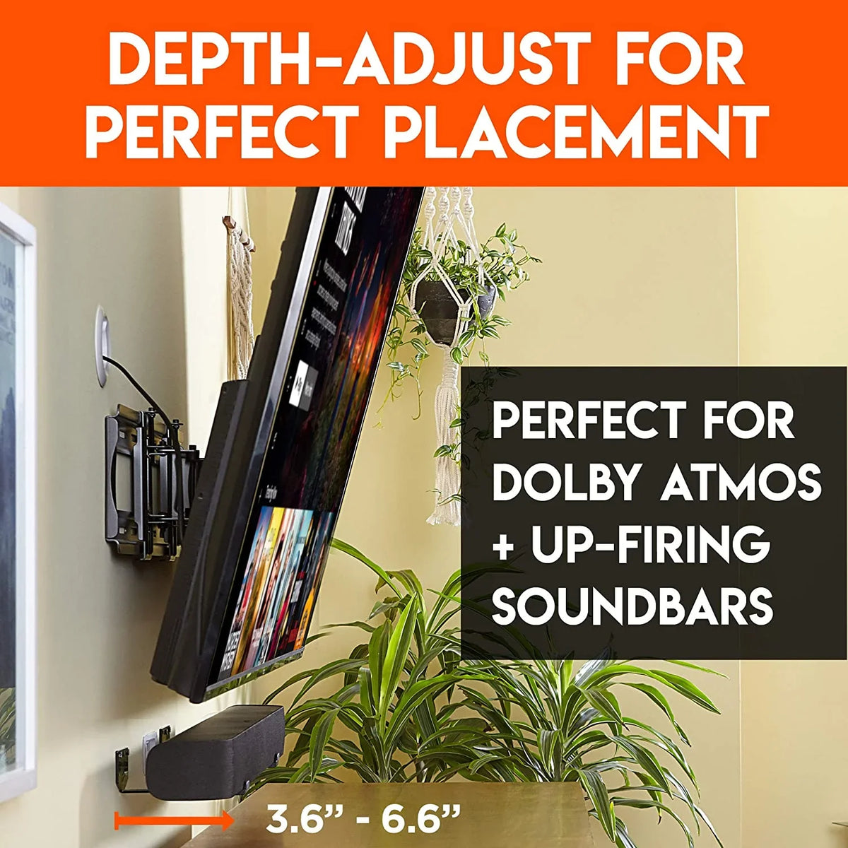 Dolby Roku, Soundbar Mount Bracket Adjustable Works & Wall for More Atmos Universal Soundbars - Including Depth Echogear All with - Vizio, , Soundbars