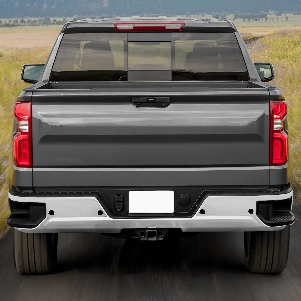 Step Bumper Sensor STEPBUM-10068 Sierra Silverado With For Parking 2019-2023 Rear Chrome DNA Holes Motoring