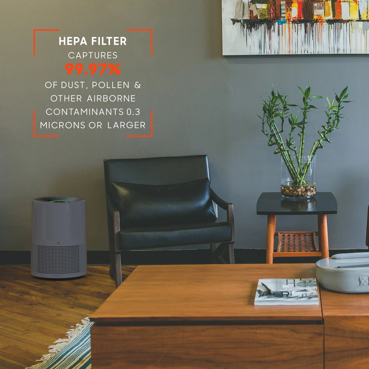 True Gray Sharper Ft., Covers Air up Purifier, to (New) Sq. HEPA 350 Image