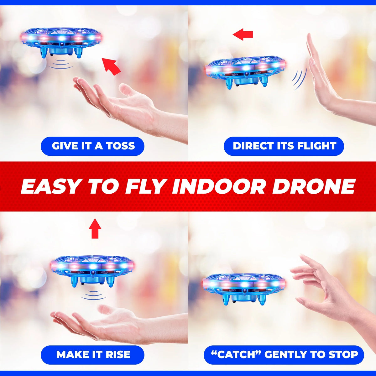 Drone Mini Aerial Hand Light Controlled LED Force1 Drone (Blue) Pro Projector with Scoot
