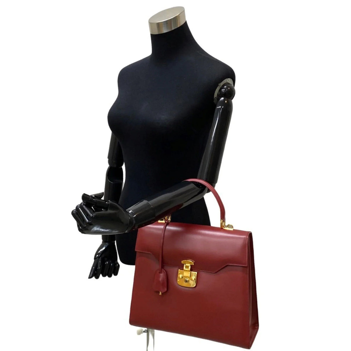Ladylock Pre-Owned Genuine Red Calf Vintage Leather Bag Tote Handbag Old (Good) Mini
