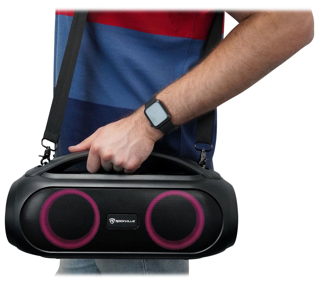 Portable MAX Bluetooth w/Wireless Speakers PARTY GO Rockville Link LED (2) BASS