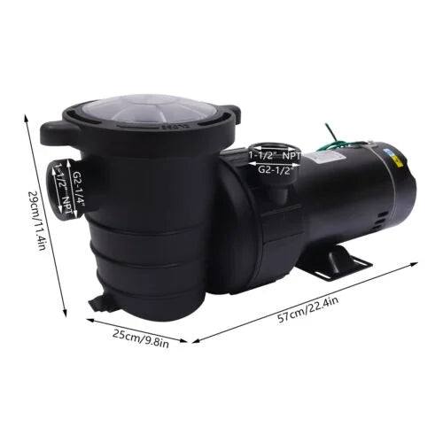 Pool Motor Filter Swimming Strainer 1.5HP 5547GPH Pump w/ Ground In/Above 41FT