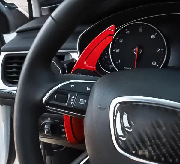 SQ5 Trim, S4 (Red) A6 A8 Xotic Aluminum S8 Cover RS3 A5 S7 Q5 Tech Wheel Shifter A4 CNC Q7 A3 Paddle Steering S6 A7 S5 RS6 S3 Alloy, Audi With Compatible Q3