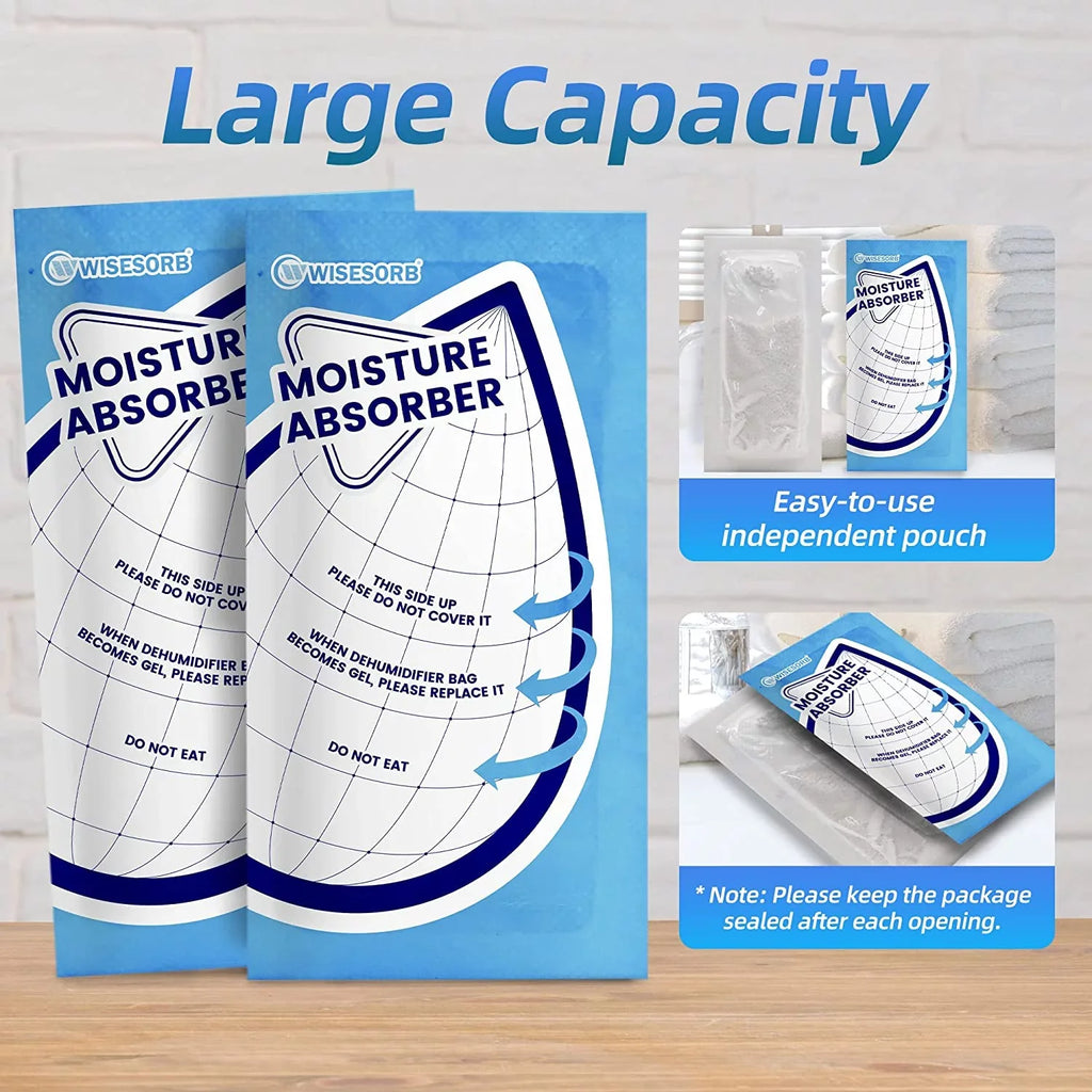 Closet 25 Absorbers, White for Basements, Humidity Bags Packing Wisesorb Tyvek Premium Perfect Moisture Granule Rvs, 30 Gram Dehumidifier Bathrooms, for Packs Packets