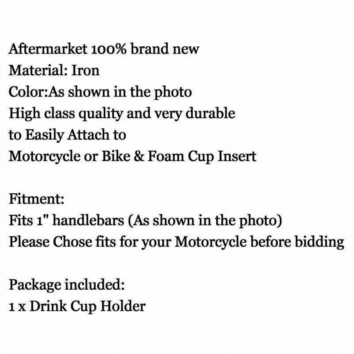 Handlebar Cup Chrome Universal 1" Metal for Drink Motorcycle Holder