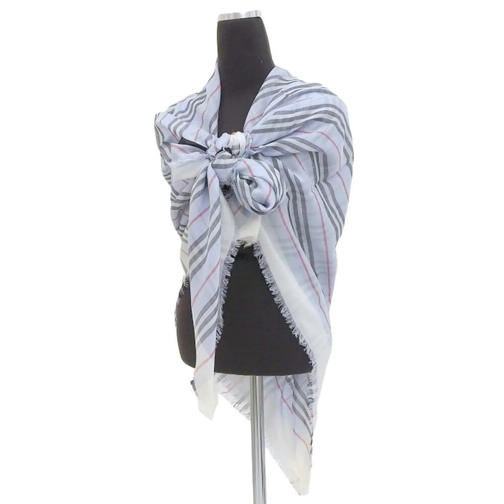 (Like blue wool New) light scarf border Pre-Owned BURBERRY silk 80173691 Burberry stripe