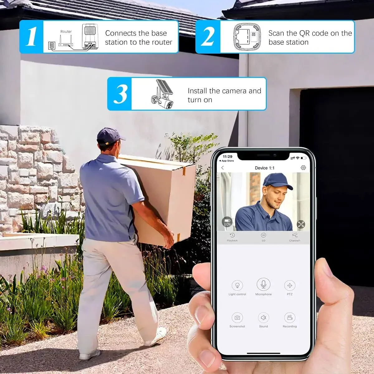 6pcs with 2TB system, Security cameras by System}, pre-installed Home Camera Surveillance 2K OOSSXX Solar 3.0MP {100% Hard solar NVR, Wireless 8-channel Wire-free Drive