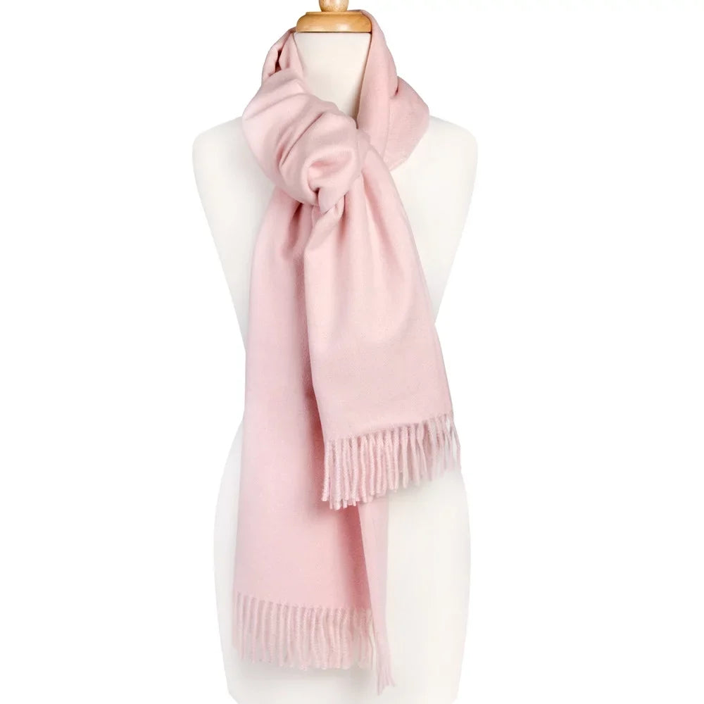 Warm Virgin with Pink Scarf Women Dreamy Tassels Soft Scarf 27.6x74.8-inch Wool for