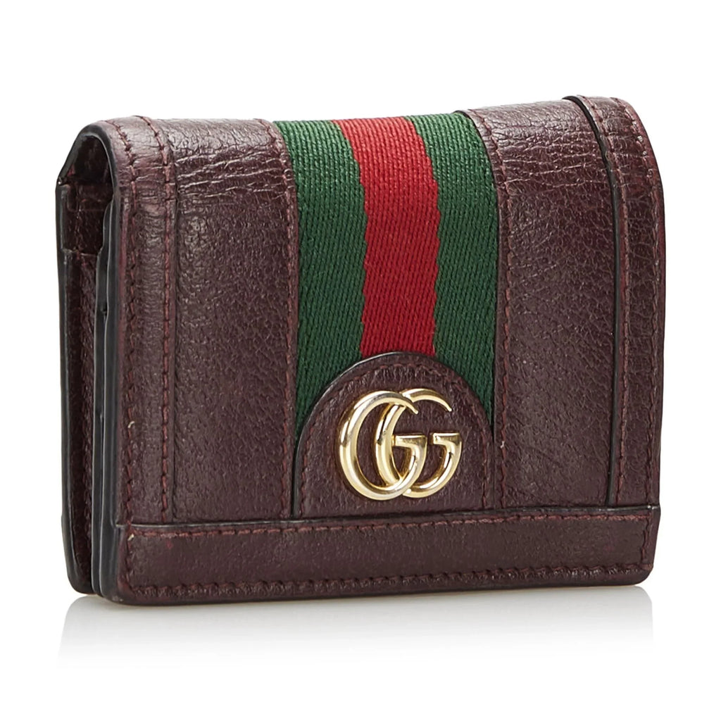 Leather Authenticated Wallets Pre-Owned Ophidia Small (Good) Unisex Red Calf