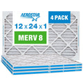 of 8, 4 12x24x1, Box MERV Filter, Air 12x24x1 Aerostar
