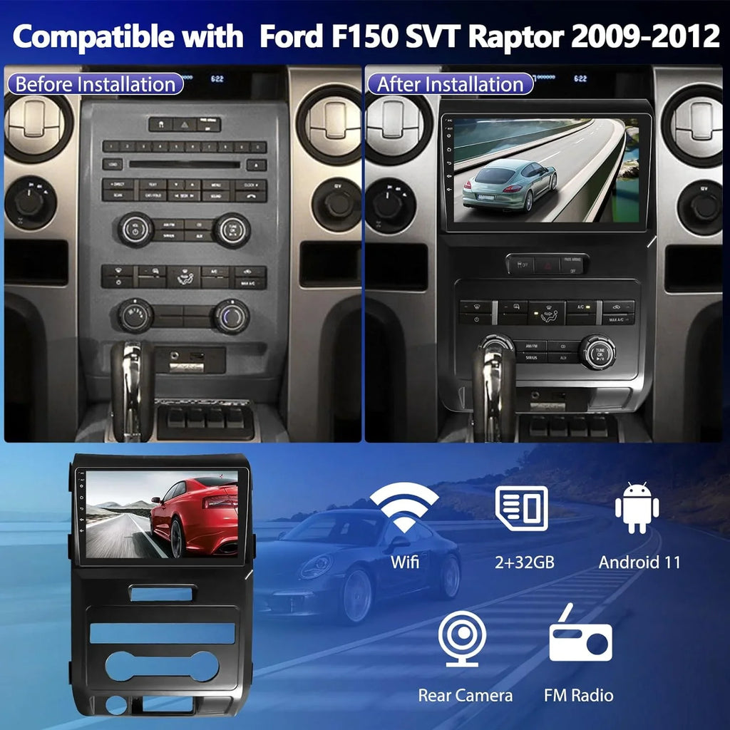 9” Wireless GPS HD with Backup Car 11 Navigation for Touchscreen CarPlay 2010 Android Bluetooth F150 THONZER 2012 Car Radio, Radio Android Auto 2011 FM/WiFi 2009 SVT with Stereo Raptor Camera&MIC