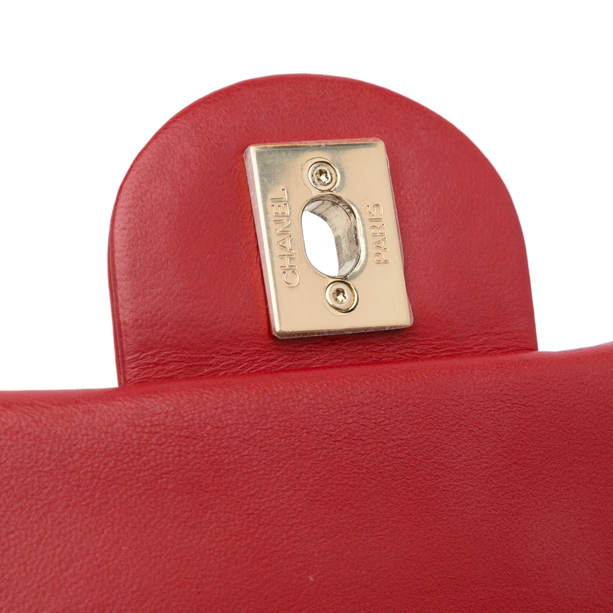 Lambskin Leather Authenticated (Good) Carry Unisex Red Small Easy Satchel Bag Pre-Owned Flap