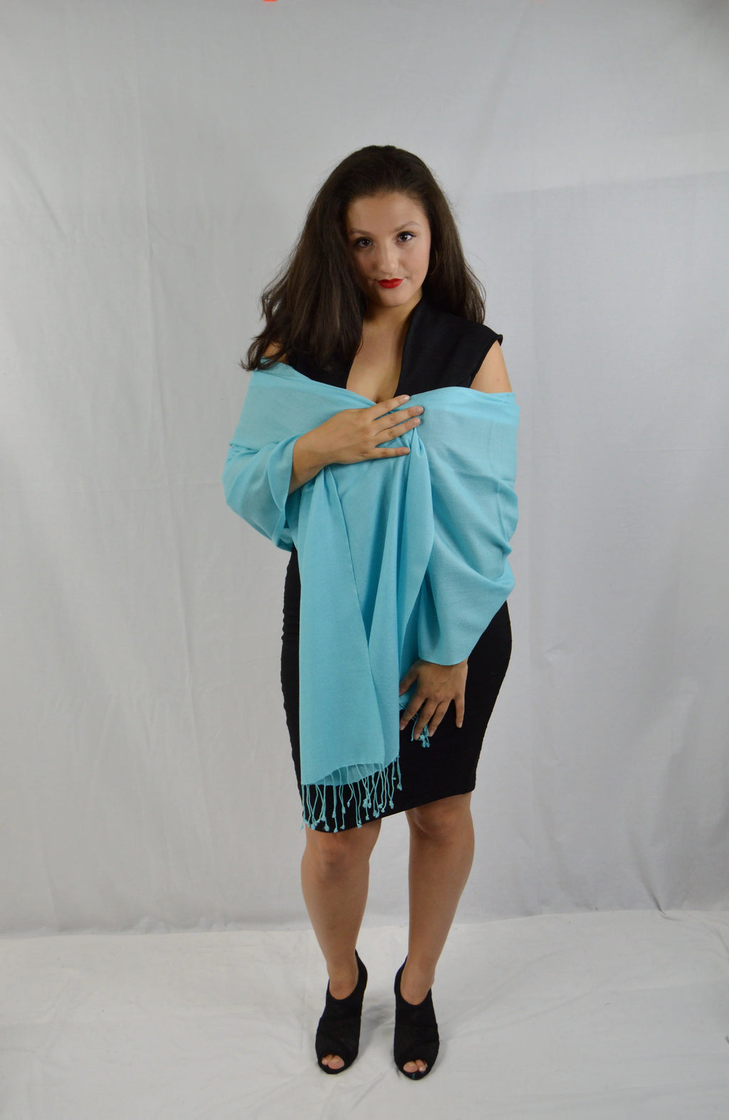 Shawl/Scarf/Scarves Shawl/Evening Shawl/Pashmina Shawl) Shawl/liquid Shawl/Light Shawl/Summer (Tiffany Pashmina Fancy weight Regular Shawl/Sheer Blue
