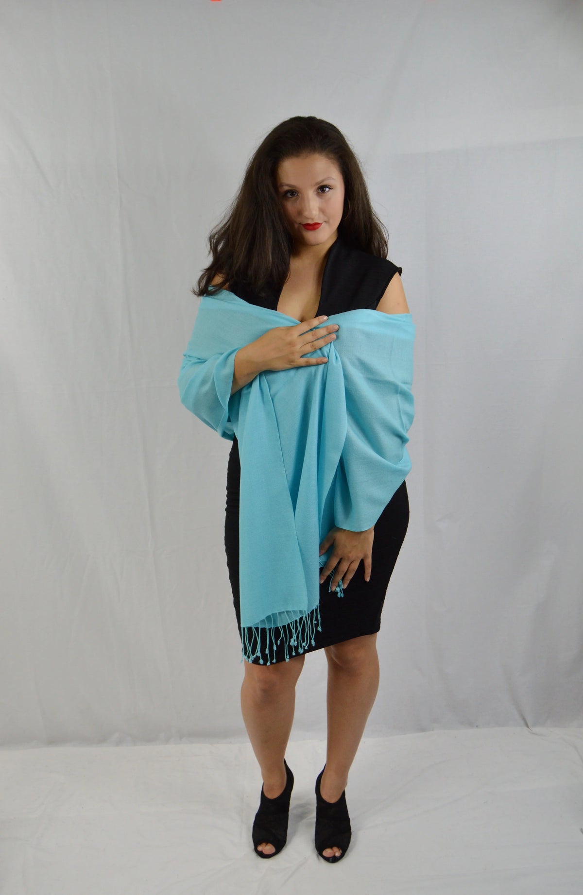 Shawl/Scarf/Scarves Shawl/Evening Shawl/Pashmina Shawl) Shawl/liquid Shawl/Light Shawl/Summer (Tiffany Pashmina Fancy weight Regular Shawl/Sheer Blue