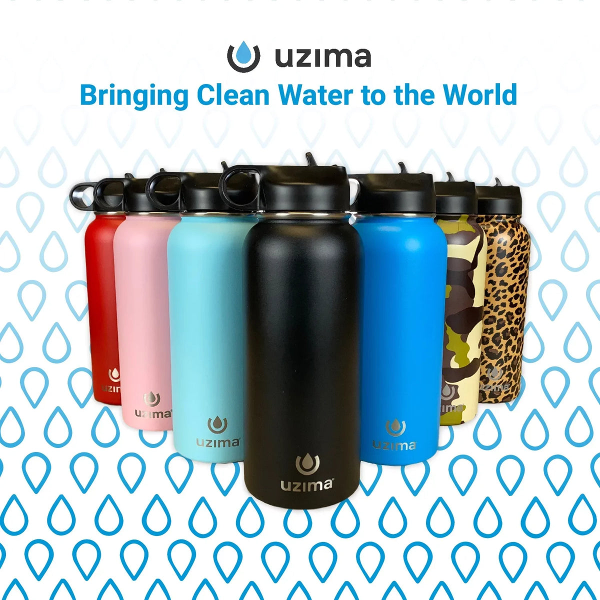 liquid Exterior. Large 32oz Z-Source and Bottle Uzima (Black) Purification Hiking, Camping, with liquid Double-Walled for Travel. on Go. Filtered - Backpacking, Stainless Capacity the Steel