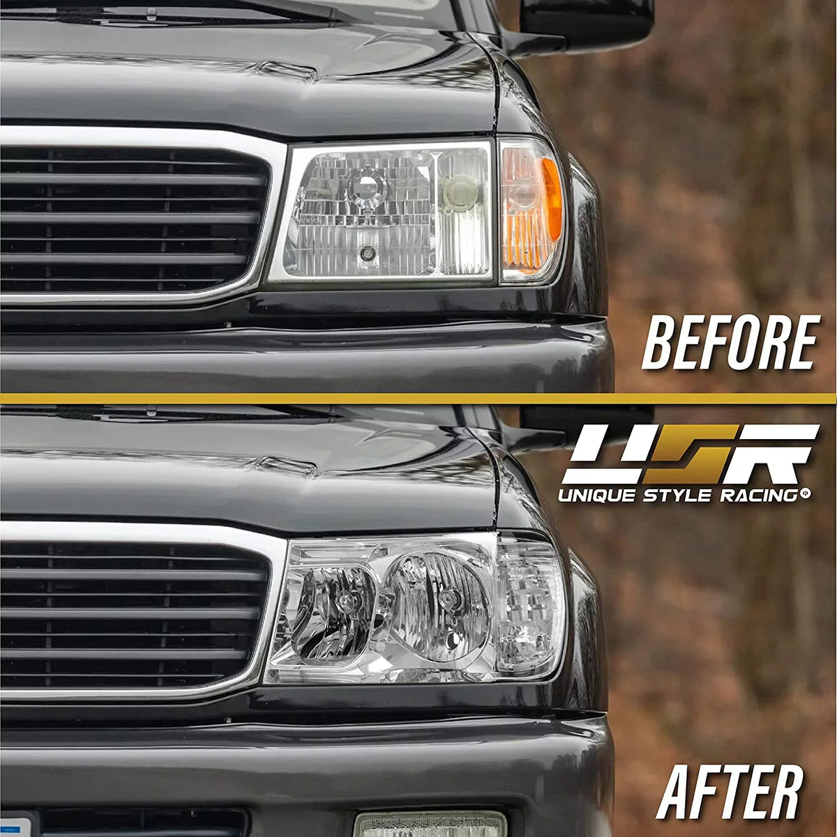 100 Headlights + Compatible with Set FJ100 design (Euro Design) DEPO FJ - (Left Land 1998-2005 Piece Right) Toyota Corner Clear Cruiser with ONE USR Headlamps