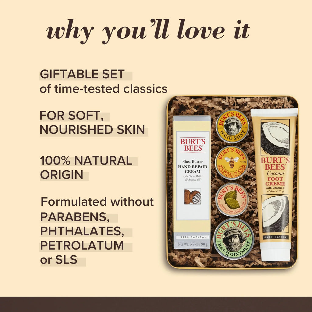 Cream Cuticle Res-Q Cream, Classics in Cream 6 and Products Salve, Tin Bees Burt's Lip Balm, Giftable Hand Set, Foot Ointment, Gift Hand Repair