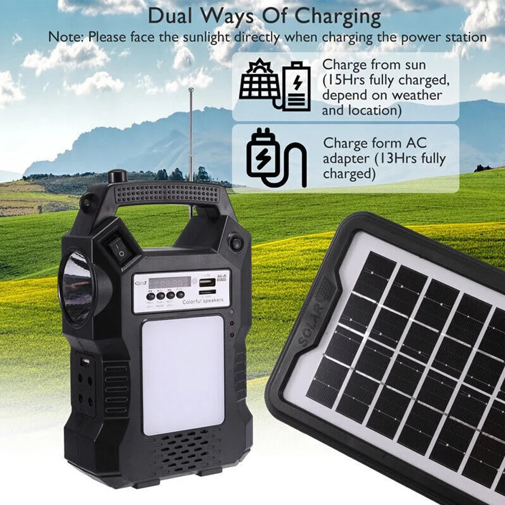 Flashlight for Portable Station, Generator, Charge, Way Panel with Dual Rechargeable Bank Power Bulbs 3 Powered DFITO Solar Solar Hiking To LED Camping Emergency Solar