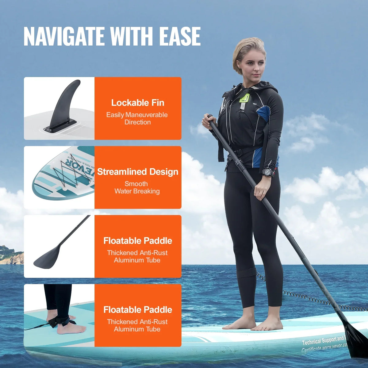 with 11' Paddle Board Paddle Up Inflatable Board Sup Stand Accessory SKYSHALO Surf