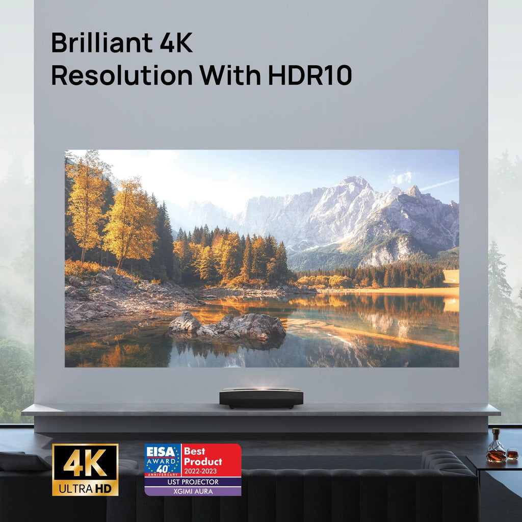 Harman Speakers, Throw Android Short Ultra 4K TV Laser AURA OS XGIMI with Projector Kardon