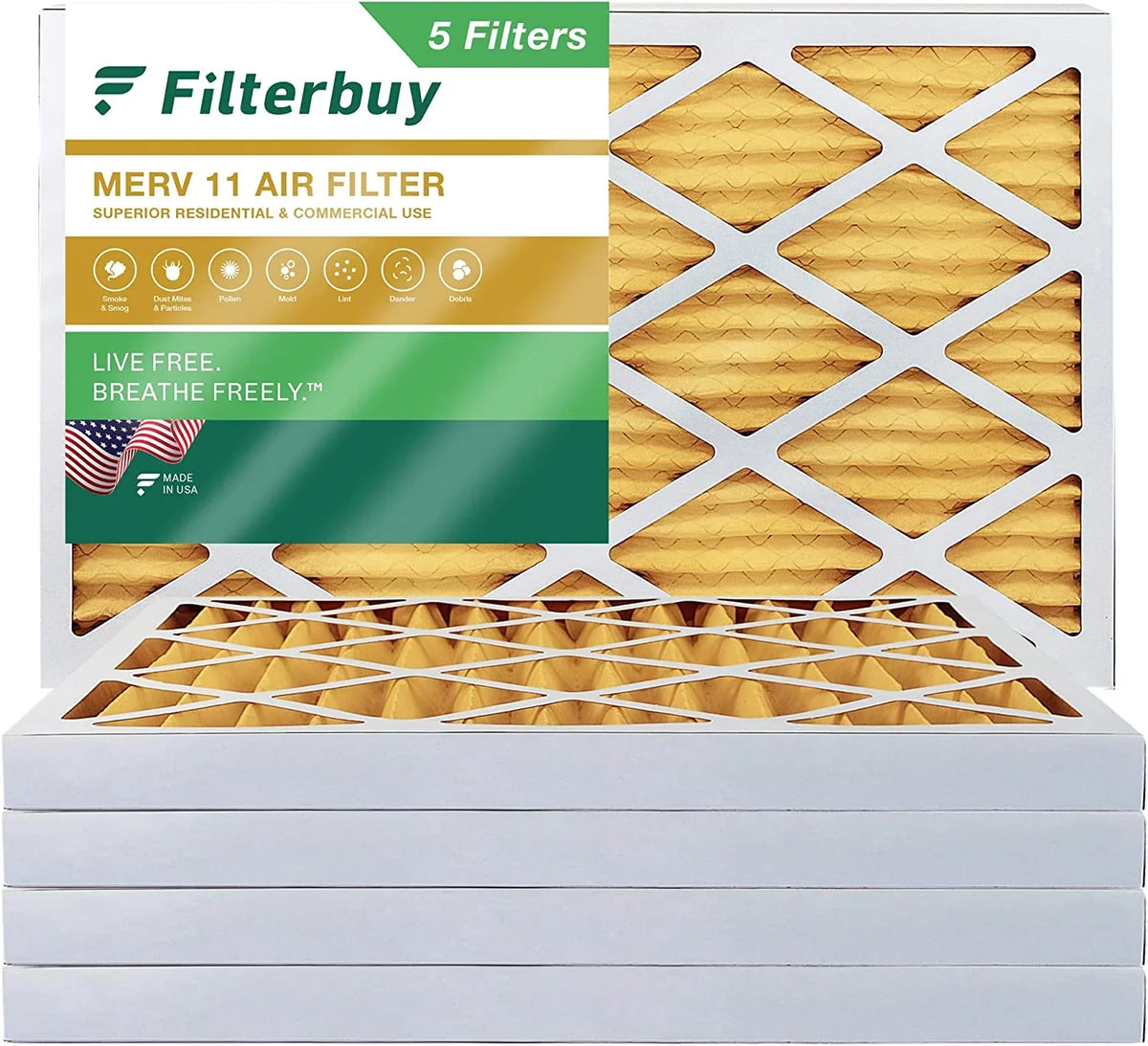 Pleated HVAC Air AC Filterbuy 12x24x2 11 (5-Pack) Furnace MERV Filters