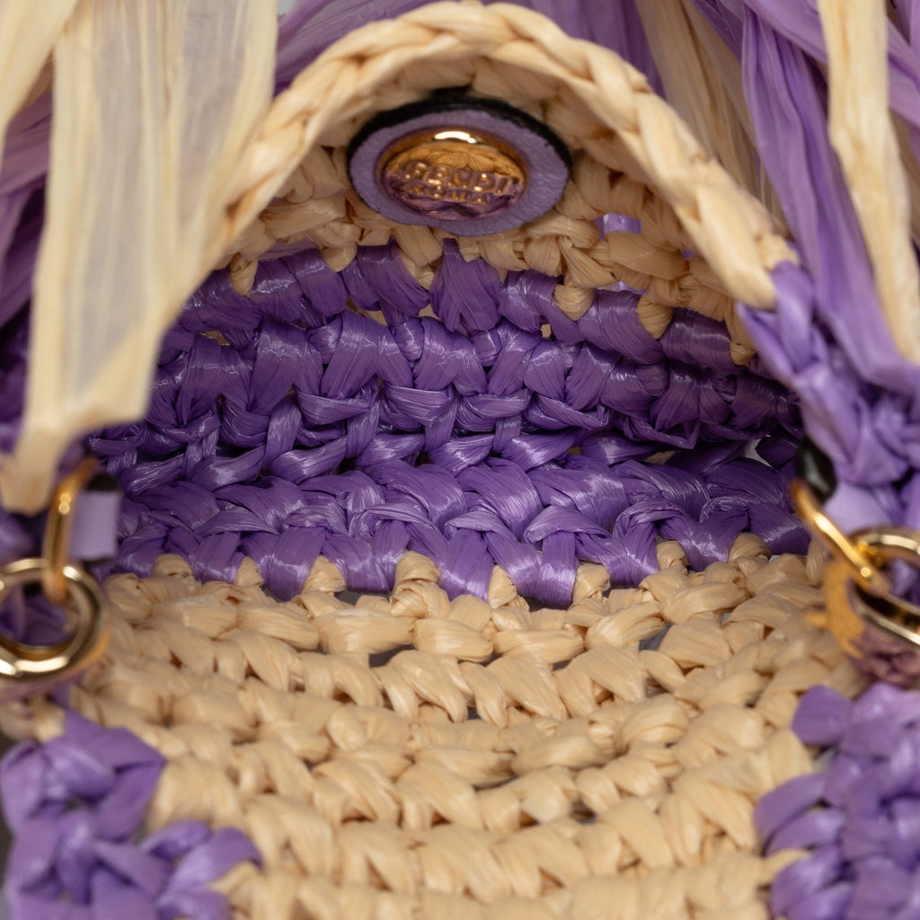 (Good) Natural Authenticated fabric Bag Purple Intreccio Fendi Raffia Baguette Pre-Owned Crossbody Pico Unisex