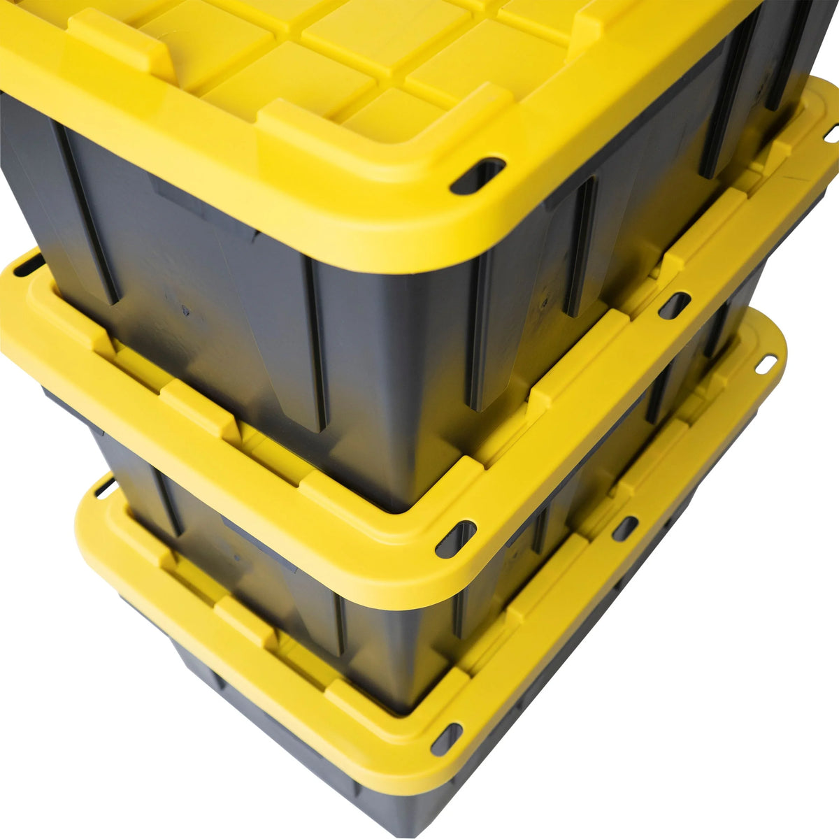 Black Lid, Box Storage Lid Set Snap of 4 Yellow Container, Plastic Gallon Tough with Stackable 27