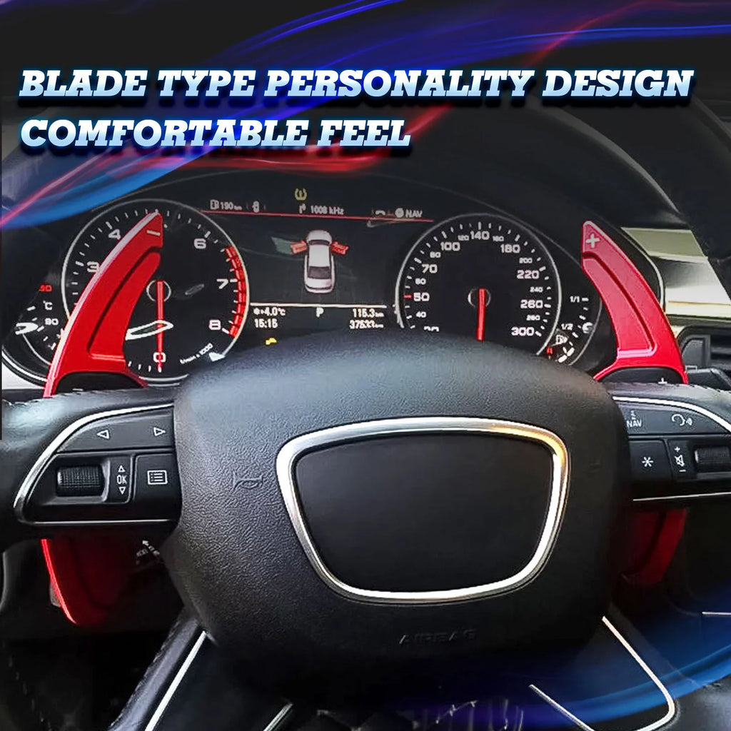 SQ5 Trim, S4 (Red) A6 A8 Xotic Aluminum S8 Cover RS3 A5 S7 Q5 Tech Wheel Shifter A4 CNC Q7 A3 Paddle Steering S6 A7 S5 RS6 S3 Alloy, Audi With Compatible Q3