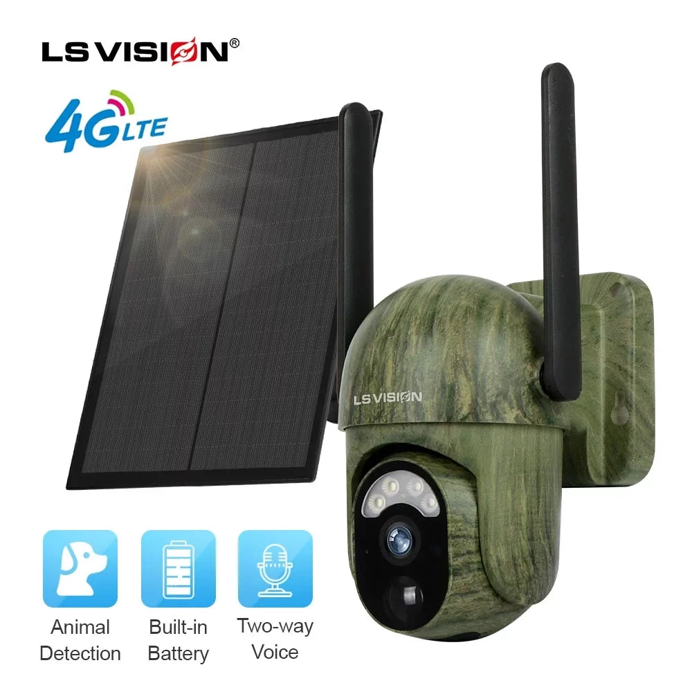 Wireless 2K Camera Powered LS Security Camera VISION Battery Solar Camouflage exterior
