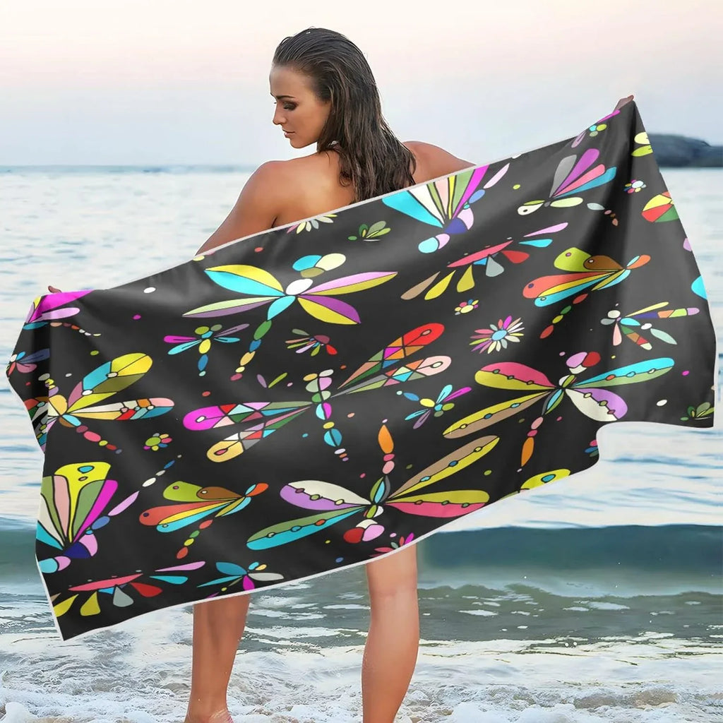 '- Beach Dragonfly Holiday（386） for Towel Dry Swimming Lightweight Bestwell Camping Absorbent Travel - Oversized Quick Towel Towels Compact Super