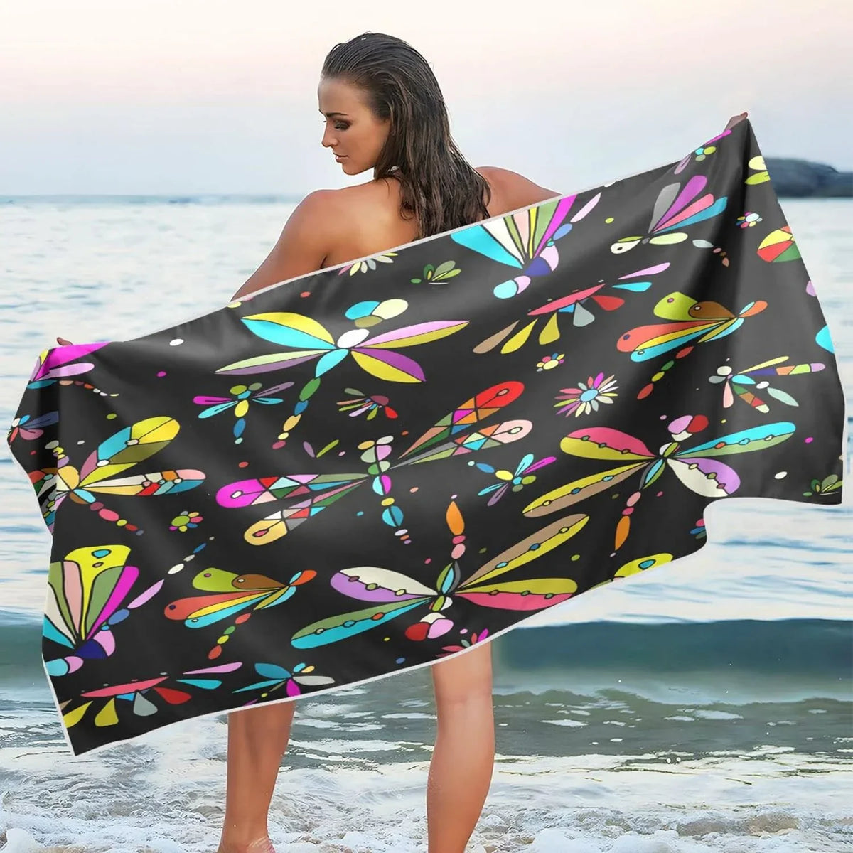 '- Beach Dragonfly Holiday（386） for Towel Dry Swimming Lightweight Bestwell Camping Absorbent Travel - Oversized Quick Towel Towels Compact Super
