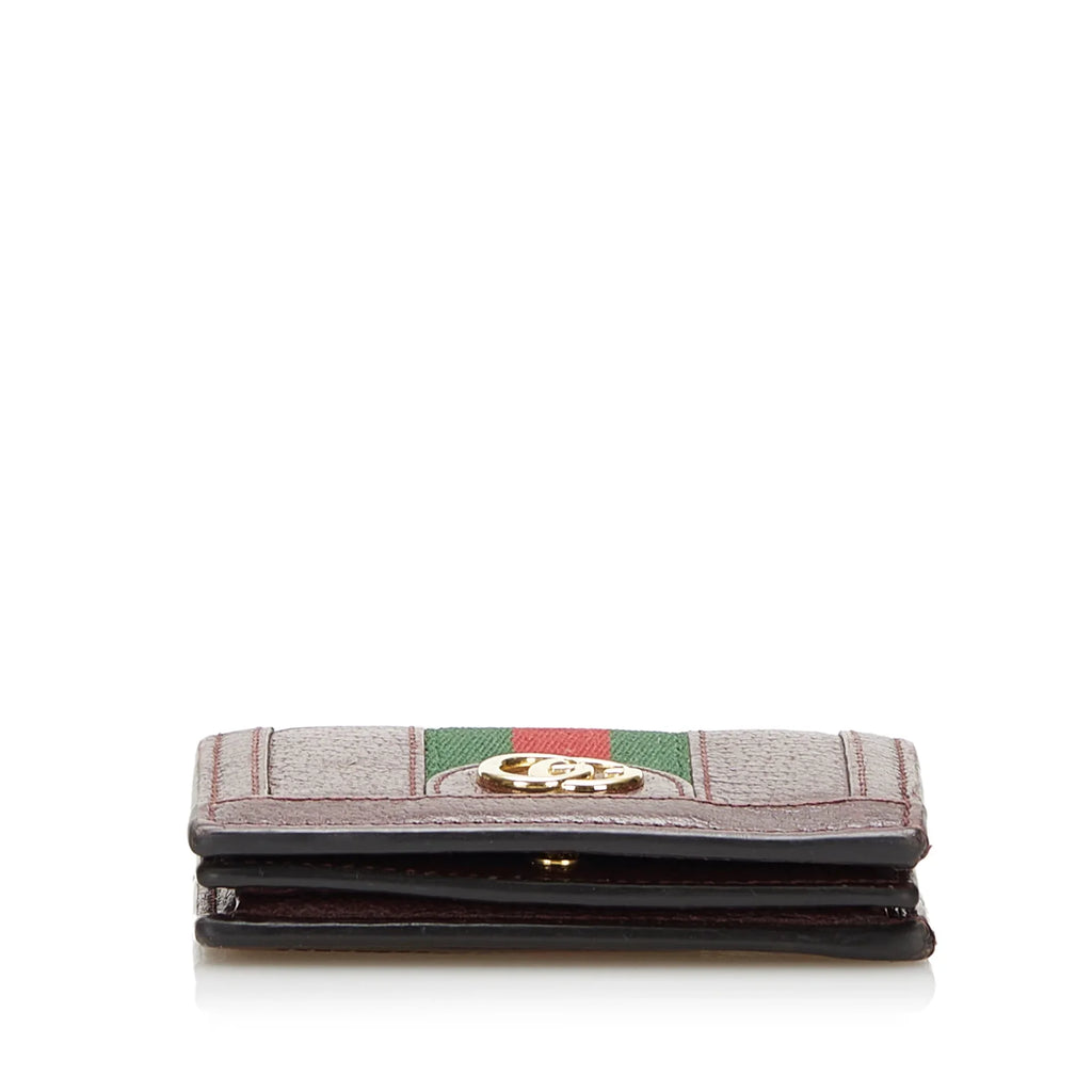 Leather Authenticated Wallets Pre-Owned Ophidia Small (Good) Unisex Red Calf