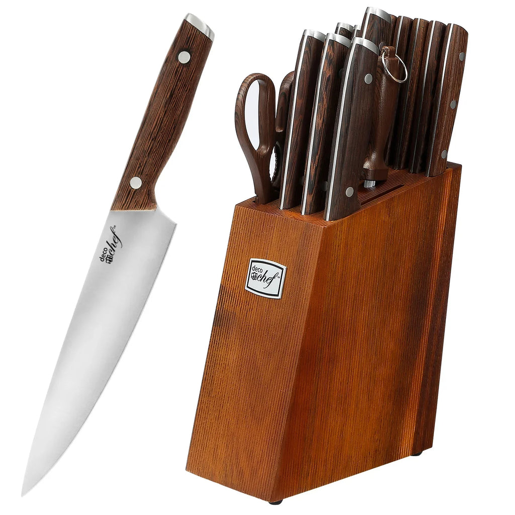 Chef Knife Deco Kitchen Wood Shears More Chef Cleaver Piece Set Handles Knife 16 and Kitchen