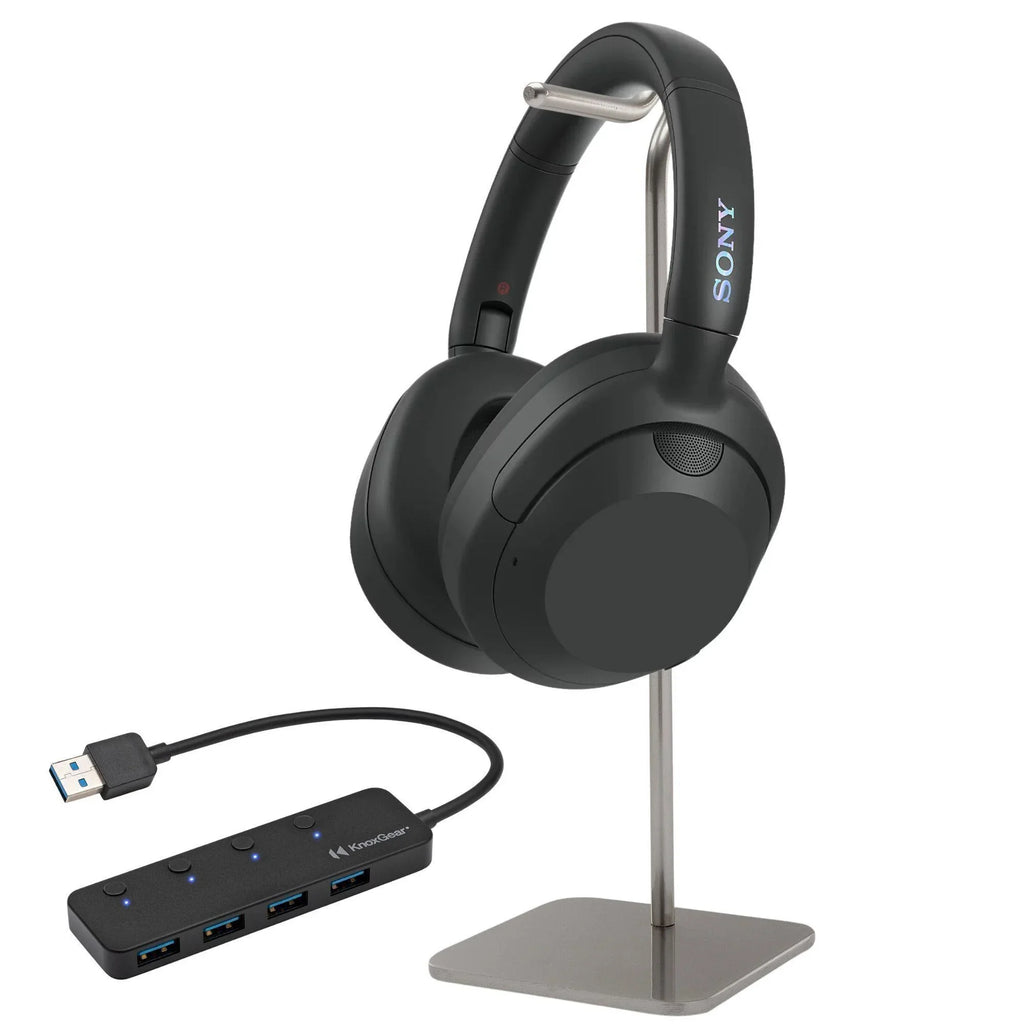 Metal Hub, Items) 3.0 Bundle 4-Port Headphone WHULT900N-B (Black) with Gear Alloy (3 Headphones Gear Cancelling Noise USB Stand ULT
