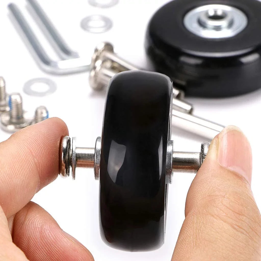 4 of Bearings Repair Kits x OwnMy 50 Wheels, Replacement Caster Wheels 18mm Rubber Suitcase Black Luggage Swivel Set