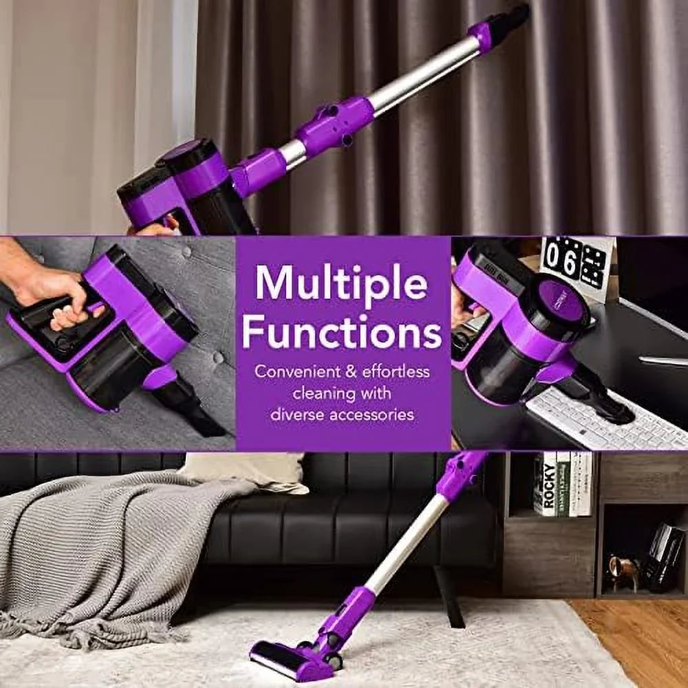 For Vacuum With Vacuum Handheld 3-In-1 Cordless Stick Cleaner, Floor Hard (Purple) 2000Mah Runtime Lightweight Hair, Vacuum Wall-Mounted Battery, Carpet Pet Rechargeable & 45-Minute & Car,