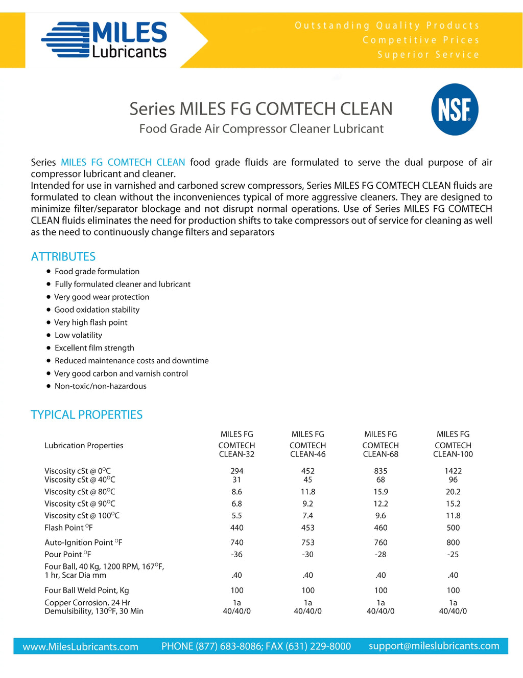 Compressor Rotary Fluid Fg Comtech Miles Gallon 4*1 Case Grade ISO Clean Synthetic Food 46