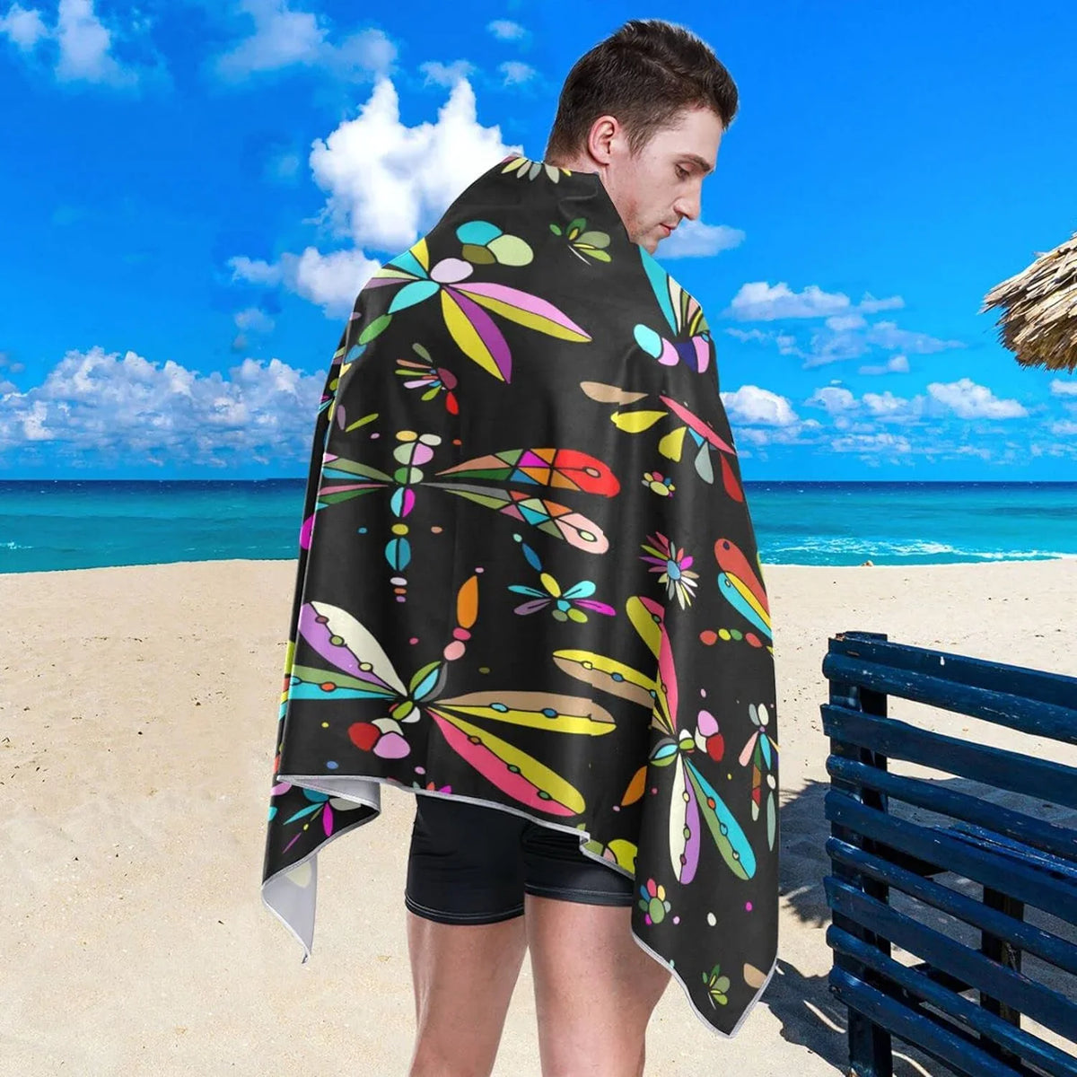 '- Beach Dragonfly Holiday（386） for Towel Dry Swimming Lightweight Bestwell Camping Absorbent Travel - Oversized Quick Towel Towels Compact Super