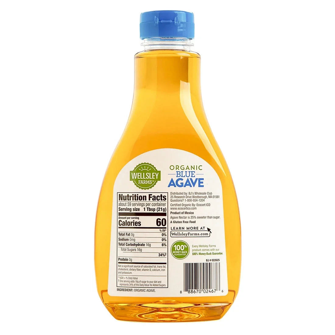 Agave, 44 Blue oz.- Farms Liquid Organic Wellsley Sugar Substitutes