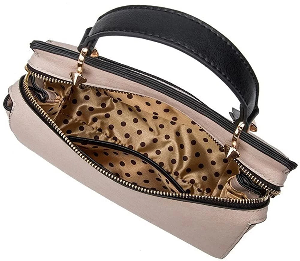 Leather Melie Color-bock Bone Multi Bianco Satchel, Vegan Noelle