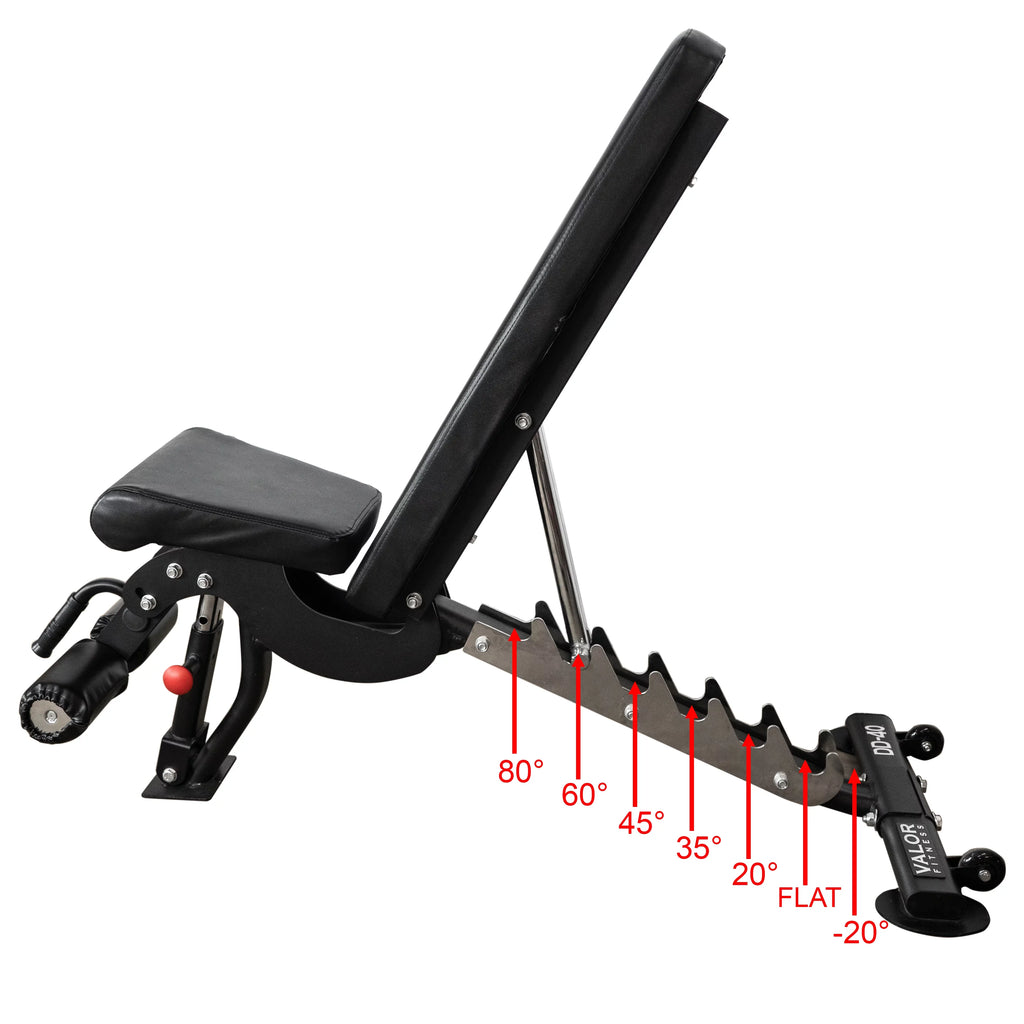 – Fitness Flat, Heavy 7 Nylon Decline Black Wheels Bench Duty Press, -DD-40 Including Incline, Bench Weight and Positions Adjustable with Valor