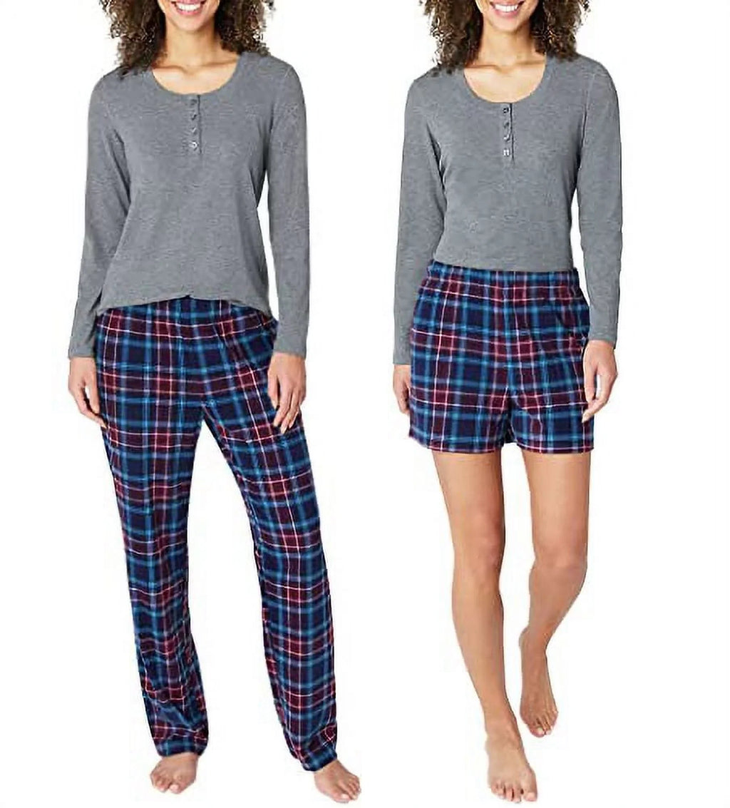 Large) 3-Piece Knit Waffle Eddie Set (Gray, Bauer Women's Pajama