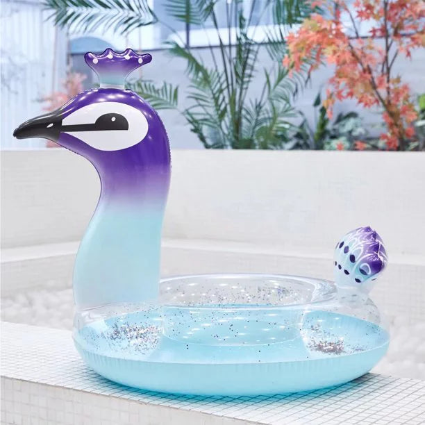 for Glitter Peacock Inch Lounge Inflatable Fast Toys Kids Summer Melia Float Game Party Swim Decorative with Designed Raft 48 Beach Pool Party liquid | Valves
