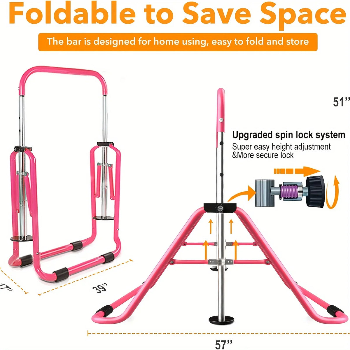 For Base, For Ages Foldable Gymnastics To With Kip Adjustable Home Children, Height Bar Junior Horizontal 140lbs Up Capacity, Non-slip DFSDFGF32 3-10 Training Bar Bar,