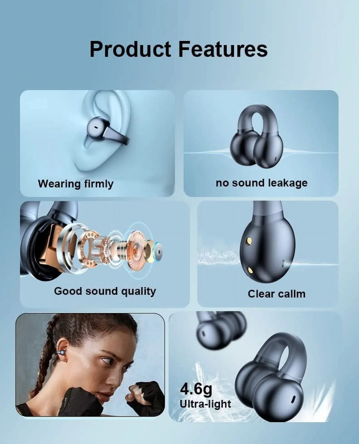 G Earphones Bluetooth (2023) Motorola Bone Phone Moto (2023)/5G Conduction Stylus Earbuds Case Hands-free Mic TWS B4K 5G Charging Stereo Ear-Clip Power - True Wireless Headphones for