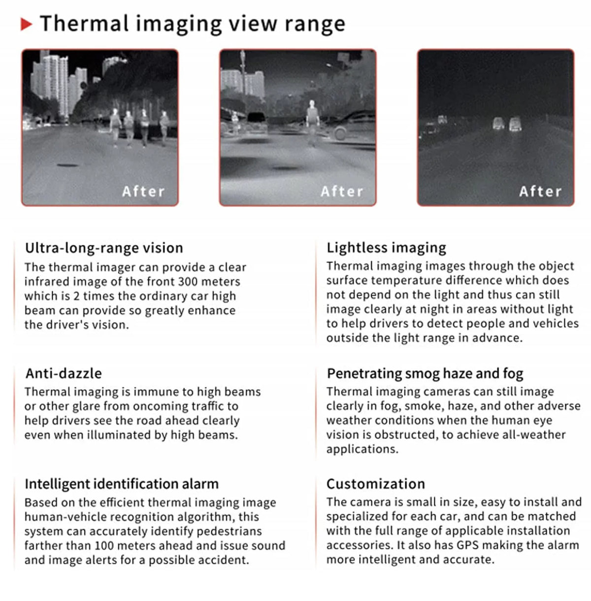 Night Night Avoid IP67 Obstacles Camera Box Auto Image Cars Driving Car Thermal Waterproof Vision Camera Black Car System Infrared Car for Vision