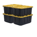 Black Lid, Box Storage Lid Set Snap of 4 Yellow Container, Plastic Gallon Tough with Stackable 27