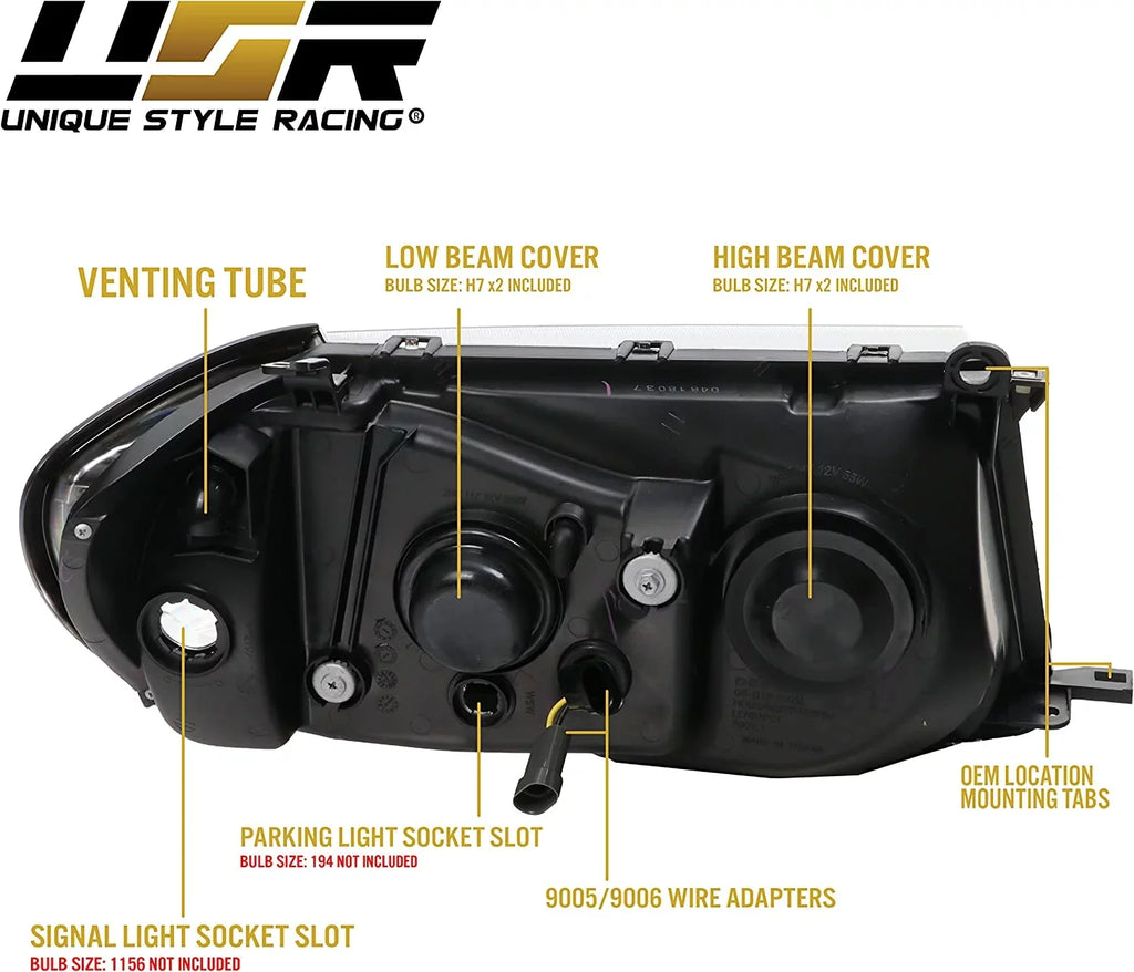 100 Headlights + Compatible with Set FJ100 design (Euro Design) DEPO FJ - (Left Land 1998-2005 Piece Right) Toyota Corner Clear Cruiser with ONE USR Headlamps