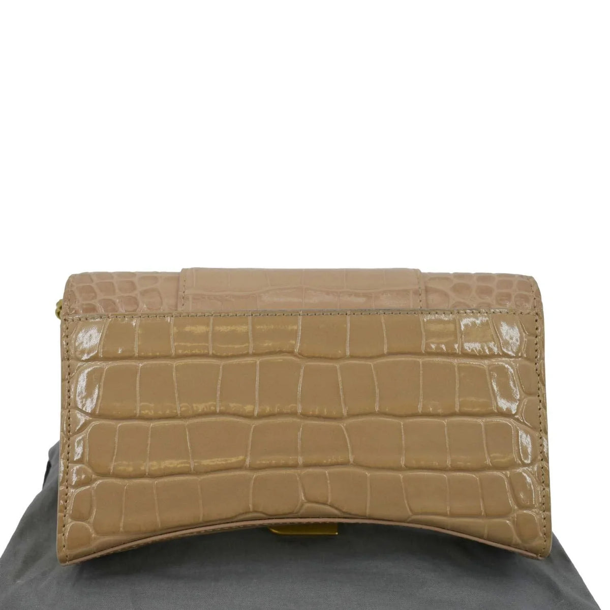 Pre-owned Bag Crocodile BALENCIAGA Hourglass Brown Shoulder Leather Embossed Chain Light